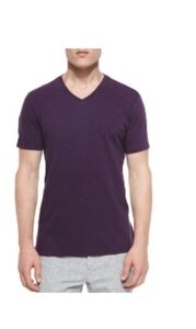 Vince T-shirt V-neck slub knit purple/maroon‎ Casua